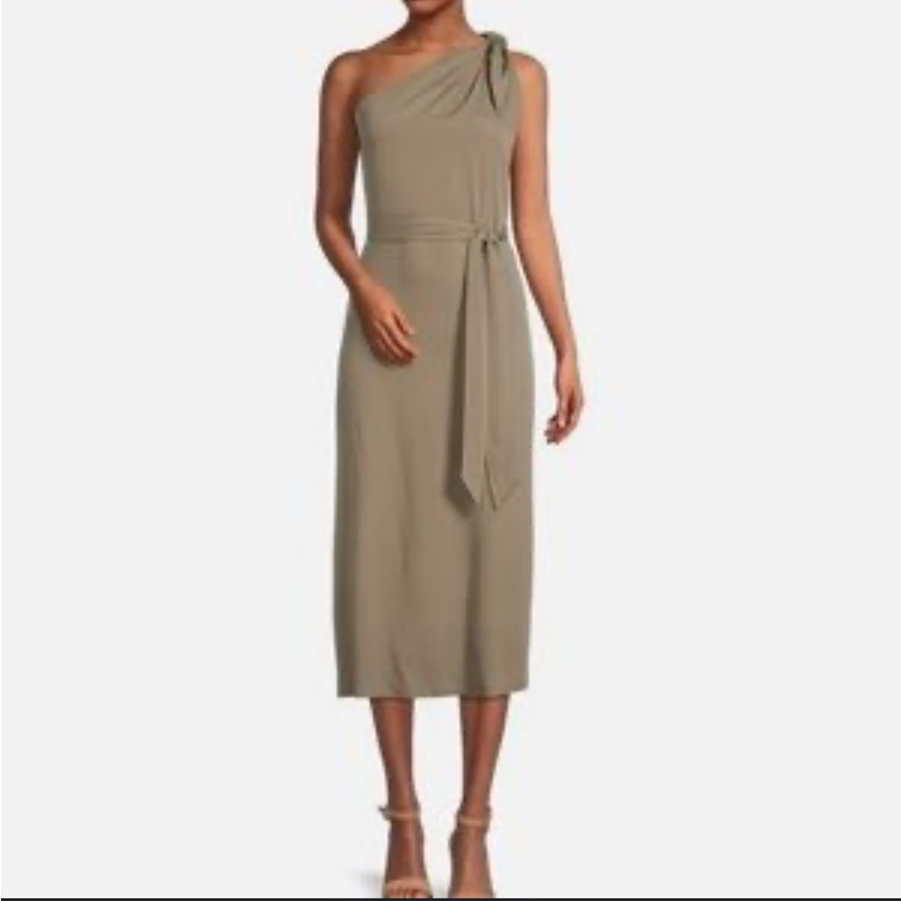NWT Antonio Melani One Shoulder Midi Dress - Tan